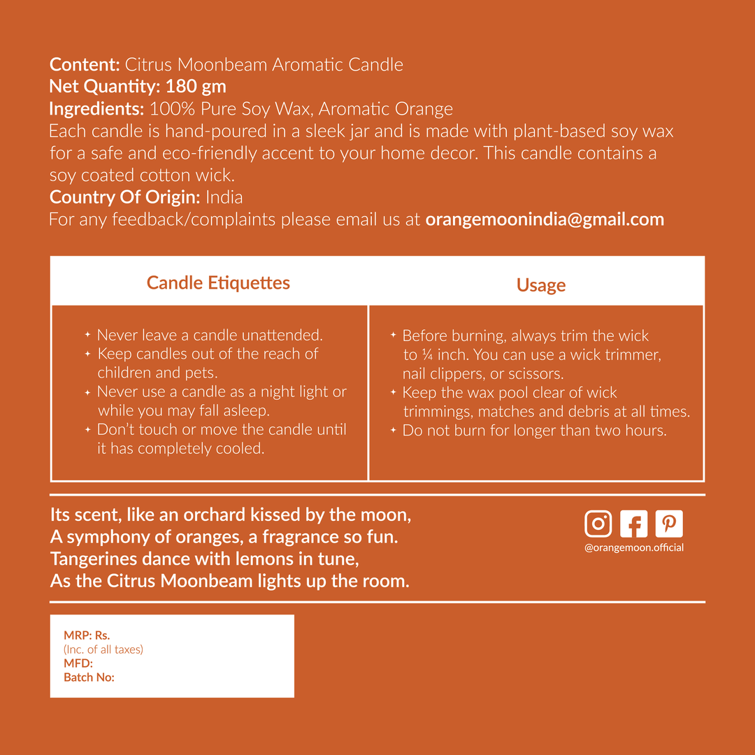 Citrus Moonbeam - Pure Soy Candle (Orange)