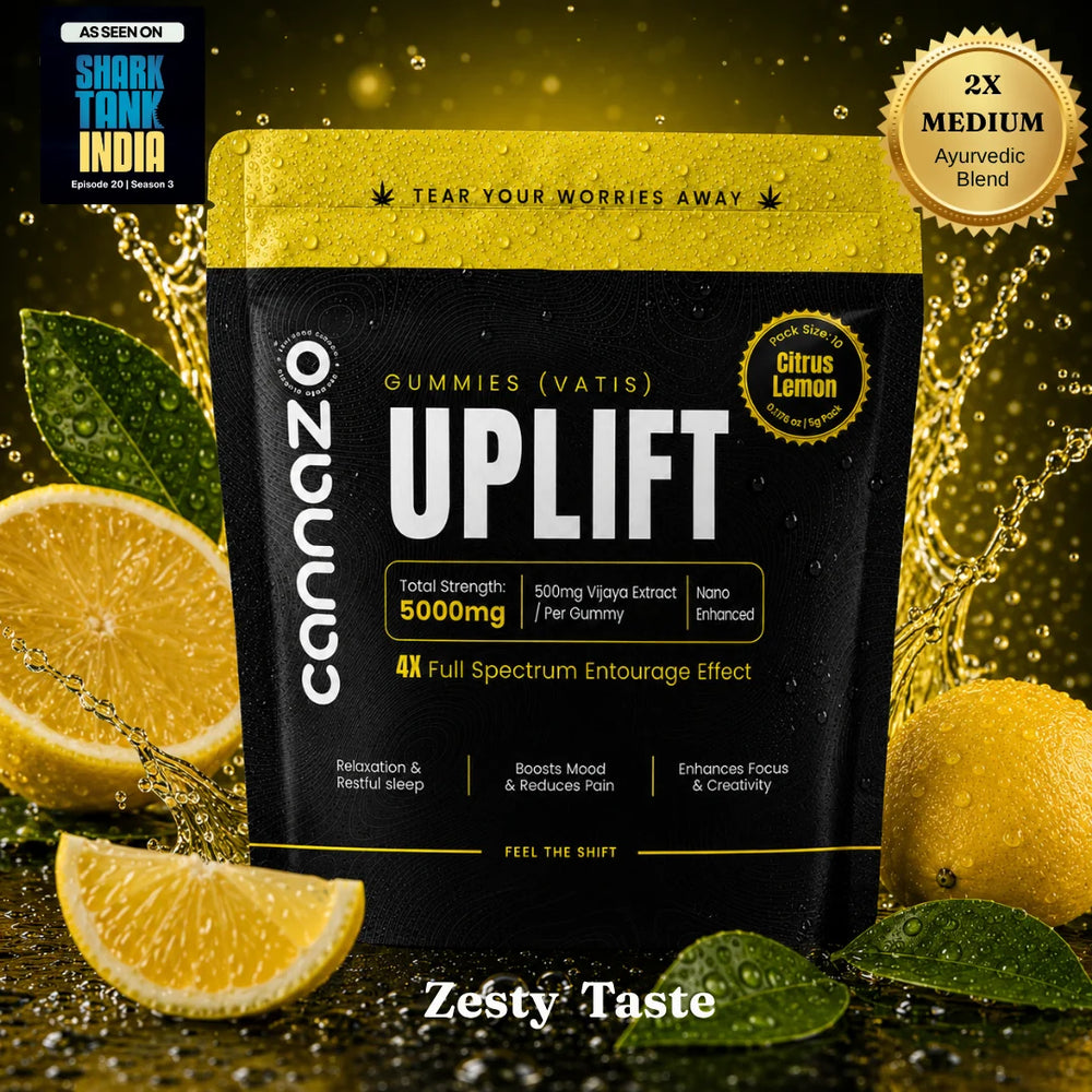 CannazoIndia Uplift Gummies -CBD DOMINANT | 500mg Citrus/Sour Lemon Vatis | 200mg Active Cannabinoids | Strong Support for Focus, Relaxation & Better Mood