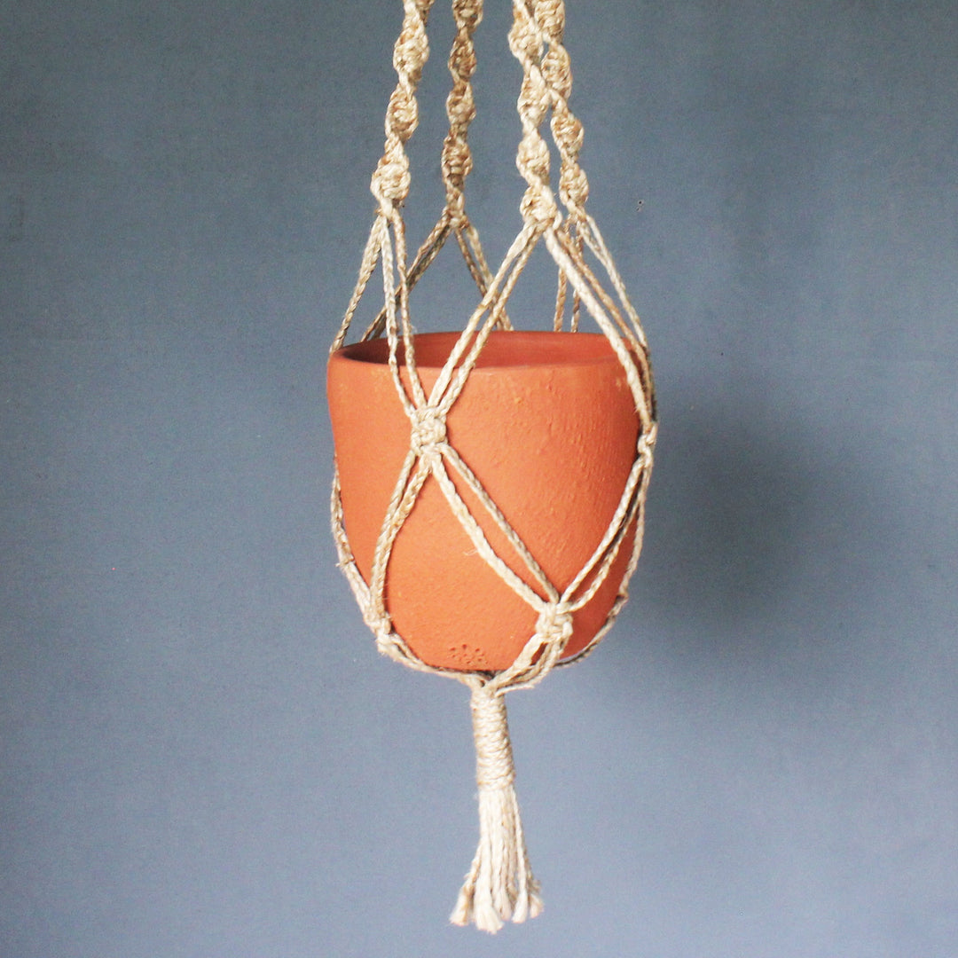 CLASSIC Terracotta Planter with Jute Macrame Hanger Design 2 - Suspire