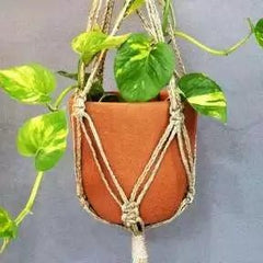 Classic Terracotta Planter with Jute Macrame Hanger Design 3