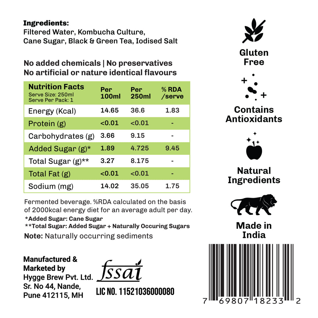 Umami Brew Classic Sparkling Kombucha (Pack of 6)