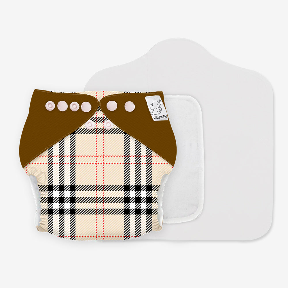 SNUGKINS New Age Cloth Diapers for Babies (0-2 years) .Washable & Reusable , 1 Cloth Diaper, 1 Wet-Free Organic Cotton Pre-fold Pad & 1 Booster Pad - Pack 1