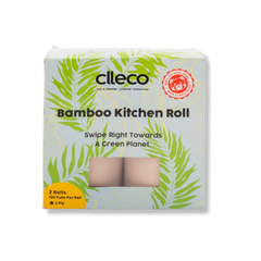 CLLECO Bamboo Kitchen Roll 20 x 20 cm; 100 Pulls Per Roll-2 Rolls-2 Ply