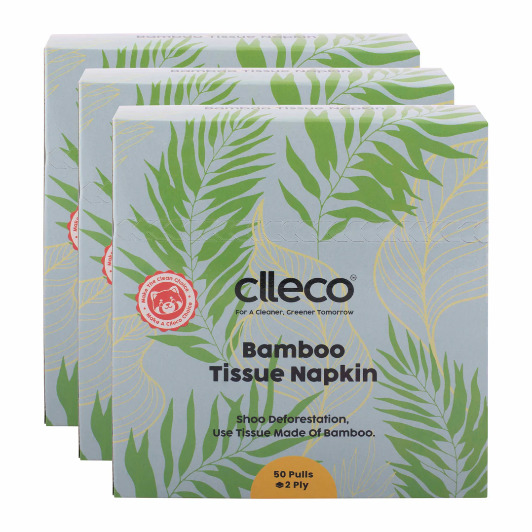 CLLECO Bamboo Tissue Napkins 30 x 30 cm; 50 Pulls 2 Ply