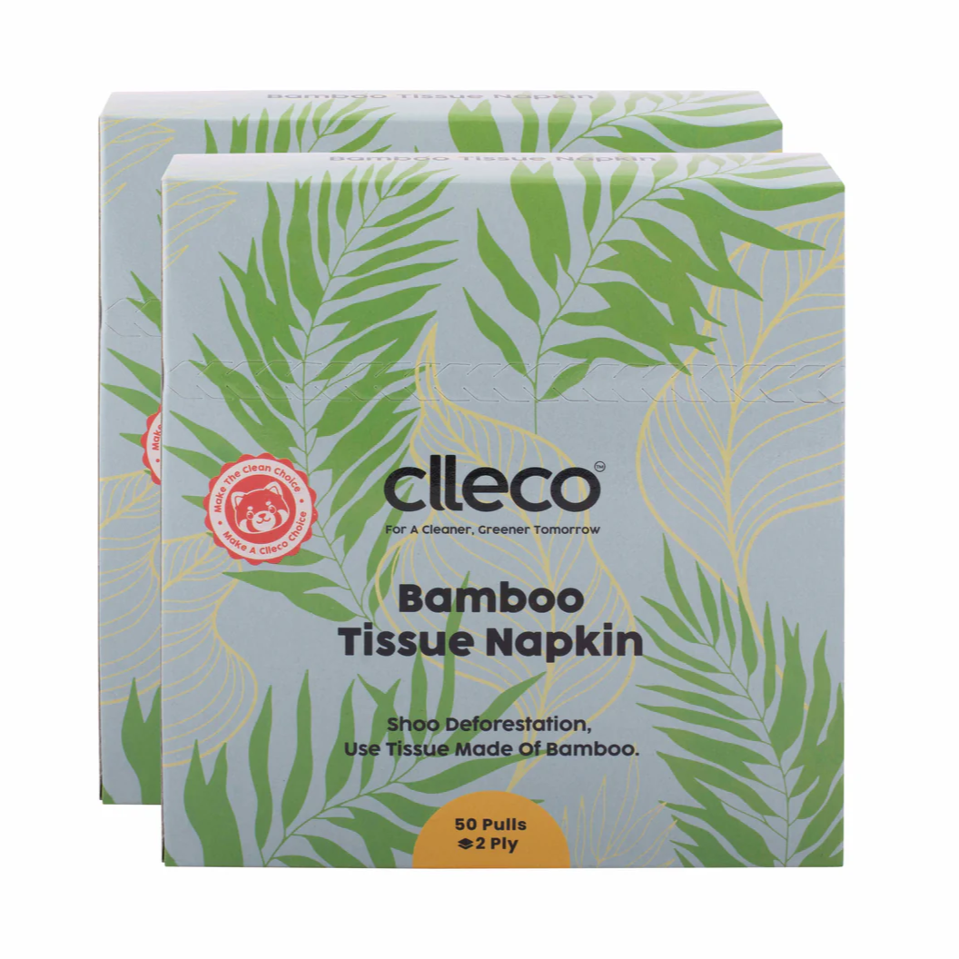 CLLECO Bamboo Tissue Napkins 30 x 30 cm; 50 Pulls 2 Ply