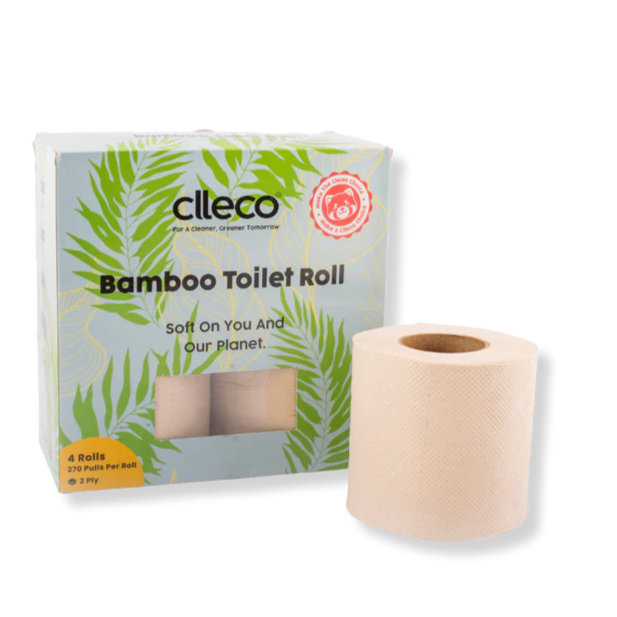 CLLECO Bamboo Toilet Roll - 270 Pulls Per Roll - 4 Rolls - 2 Ply