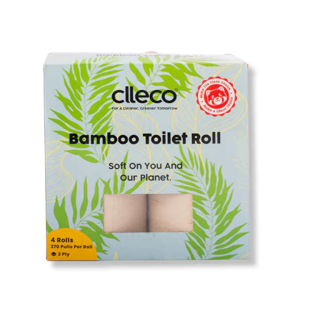 CLLECO Bamboo Toilet Roll - 270 Pulls Per Roll - 4 Rolls - 2 Ply