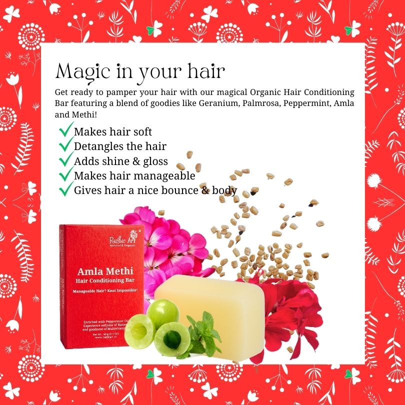 Rustic Art Organic Amla Methi Hair Conditioning Bar 60gm