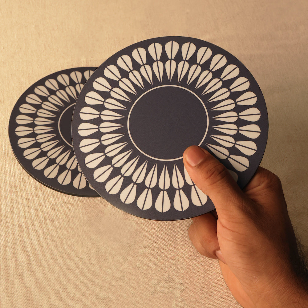 BambaiSe Blue Petal Big Trivet | Set of 4 | Big Size