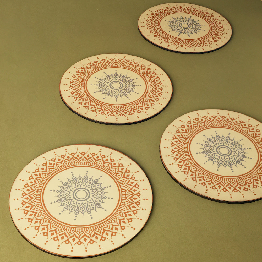 BambaiSe blue bloom Big Trivet | Set of 4 | Big Size