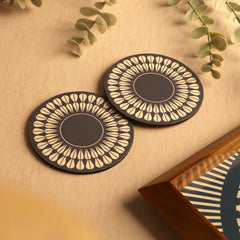 BambaiSe Blue Petal Wood Coaster | set of 6 | Wooden