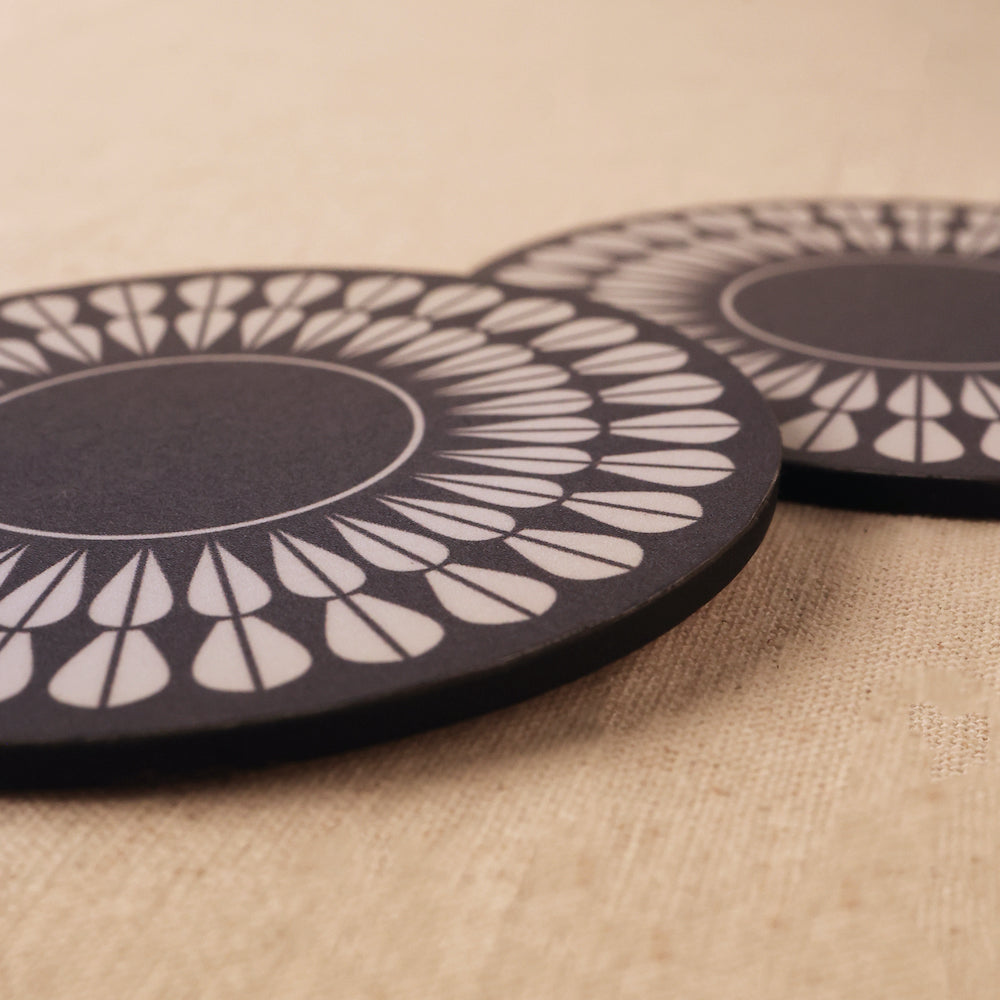 BambaiSe Blue Petal Wood Coaster | set of 6 | Wooden