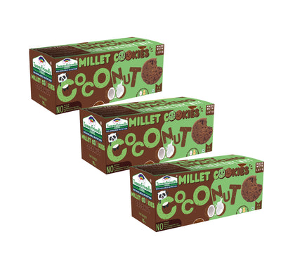 Tummy Friendly Foods Millet Cookies - Coconut  - Pack of 3 - 75g each. Healthy Ragi Biscuits, snacks for Baby, Kids & Adults