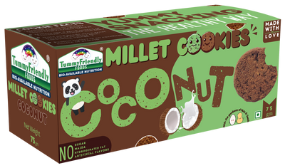 Tummy Friendly Foods Millet Cookies - Coconut - 75 g. Healthy Ragi Biscuits for Baby, Kids & Adults