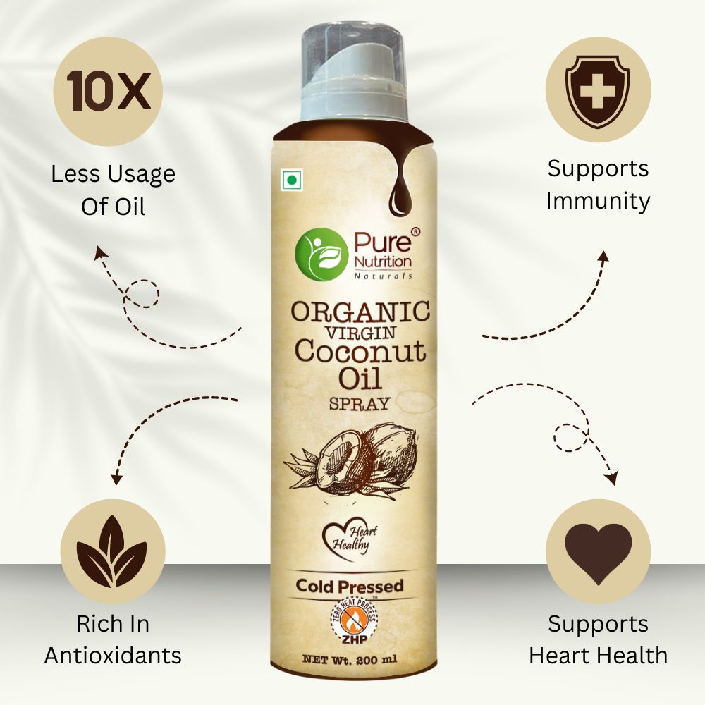 Coconut Oil Cooking Spray 200ml | 100% Organic, Extra Virgin, Cold Pressed | Low Calorie Cooking