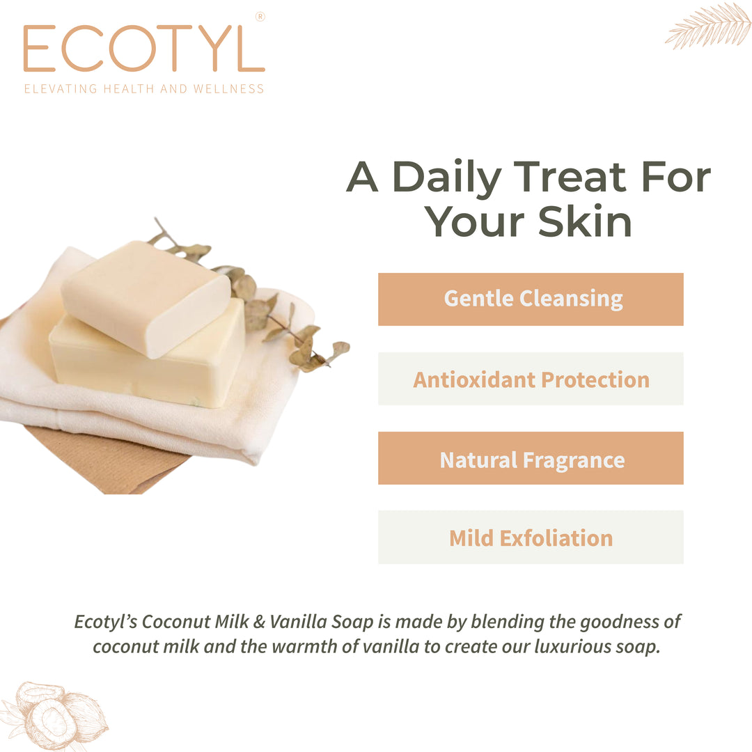 Ecotyl Coconut Milk Soap with Vanilla | 100% Natural | Nourishing & Hydrating | Set of 2
