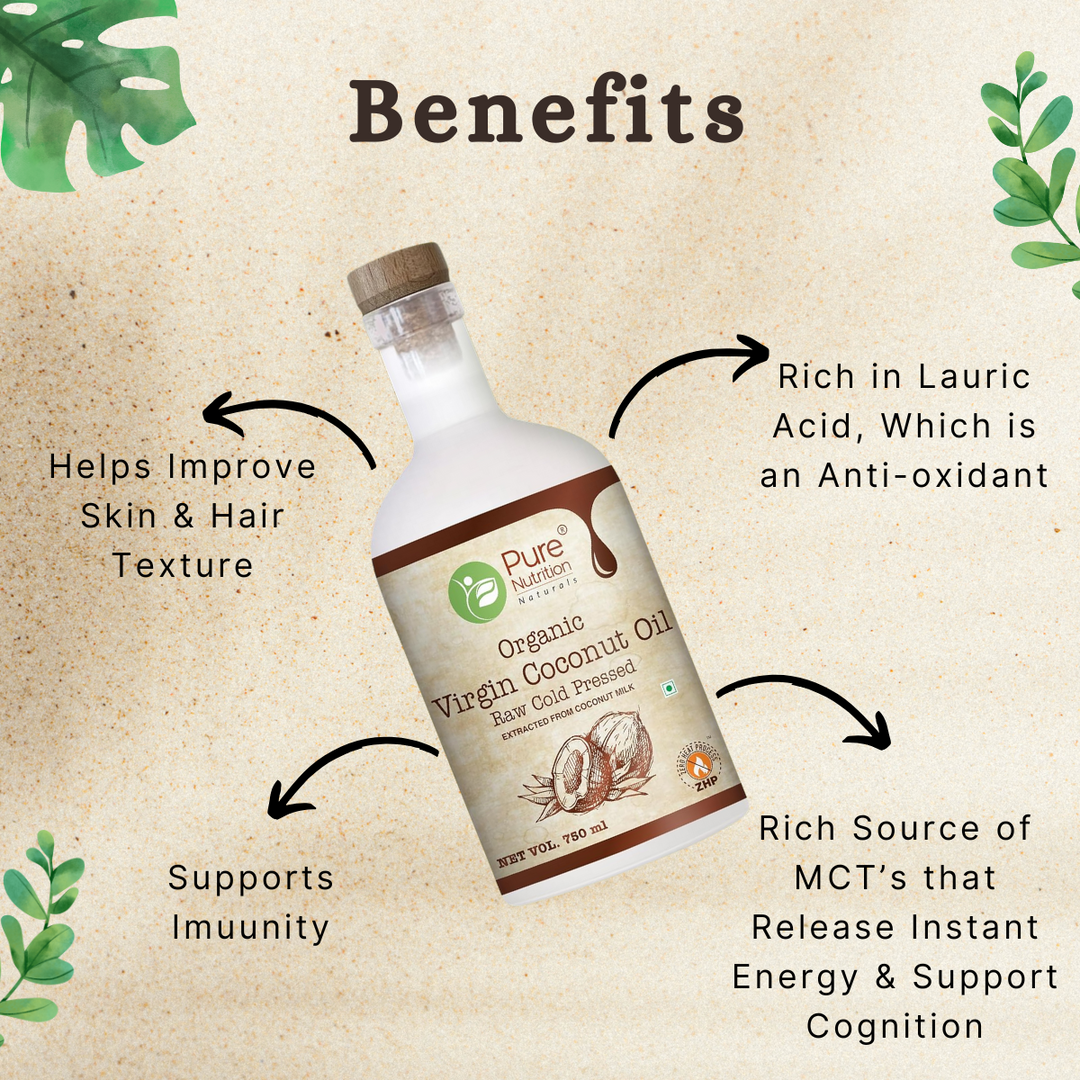 Organic Virgin Coconut Oil Cold-Pressed, Pure & Unrefined, Nutrient-Rich 750ml