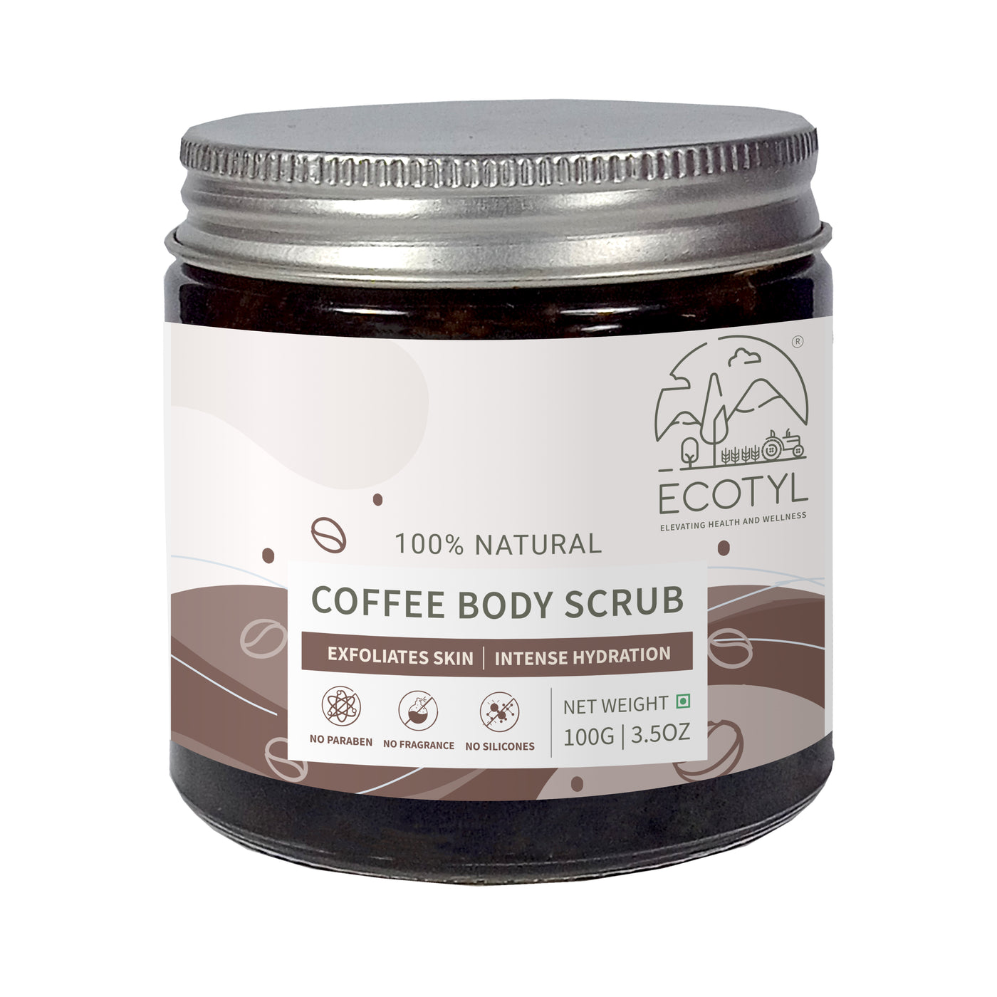 Ecotyl Natural Coffee Body Scrub | For Gentle Exfoliation | No Silicones & Mineral Oil | 100g