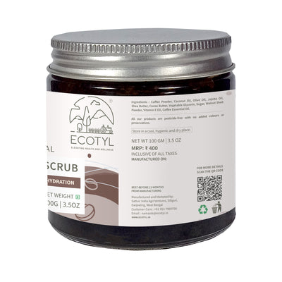 Ecotyl Natural Coffee Body Scrub | For Gentle Exfoliation | No Silicones & Mineral Oil | 100g