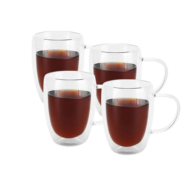 The Bean Co Roasters Double Wall Coffee Cup | Borosilicate Glass | Insulated Layer Cups | Perfect for Coffee and Tea