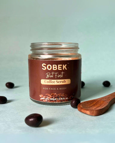 Sobek Naturals But First Coffee- Face And Body Scrub | Exfoliate, Acne And Tan - 100 gm