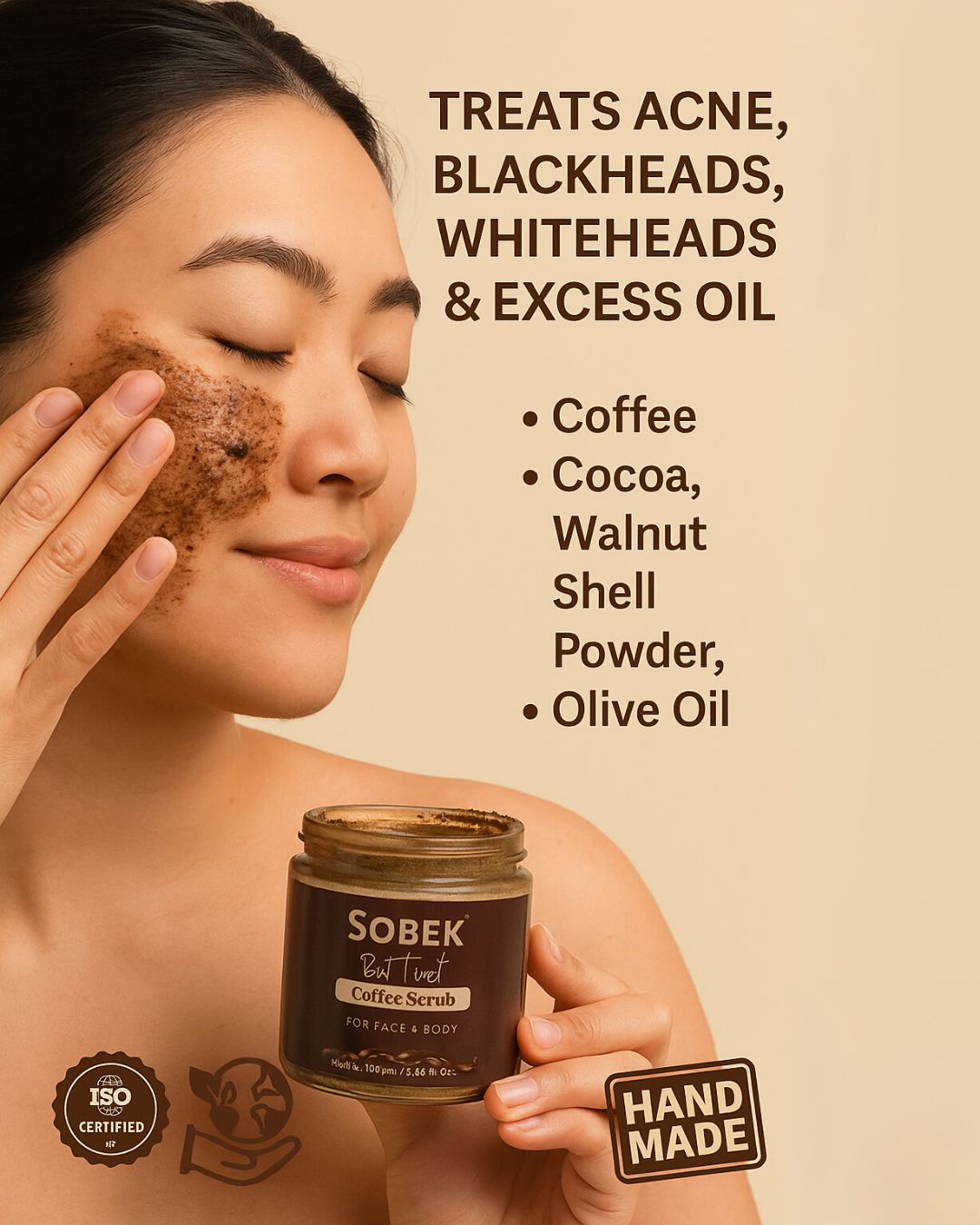 Sobek Naturals But First Coffee- Face And Body Scrub | Exfoliate, Acne And Tan - 100 gm