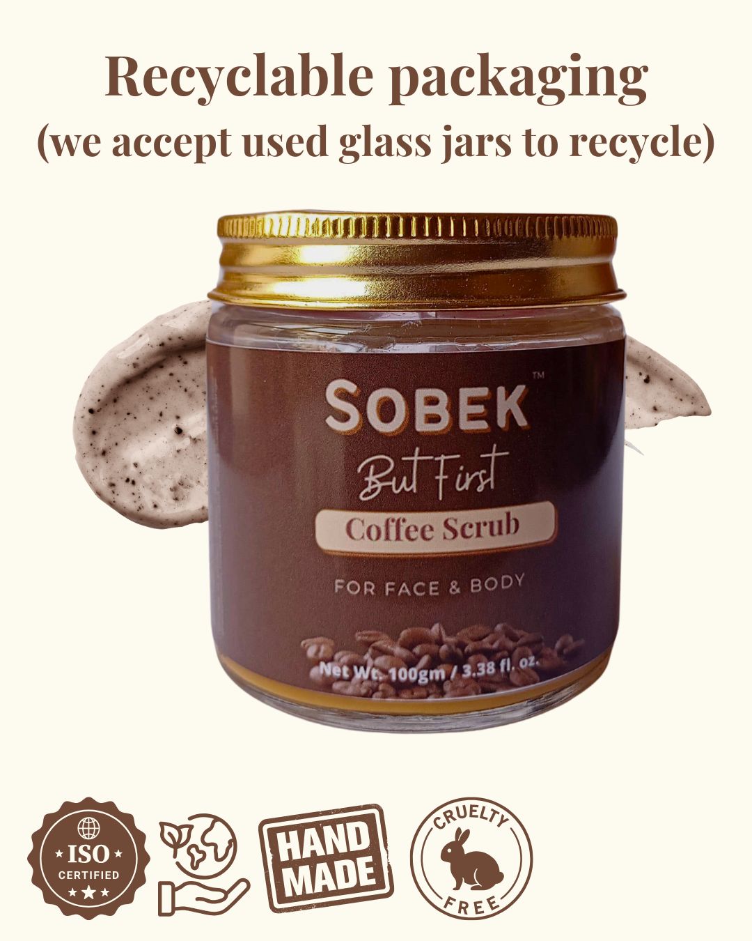 Sobek Naturals But First Coffee- Face And Body Scrub | Exfoliate, Acne And Tan - 100 gm