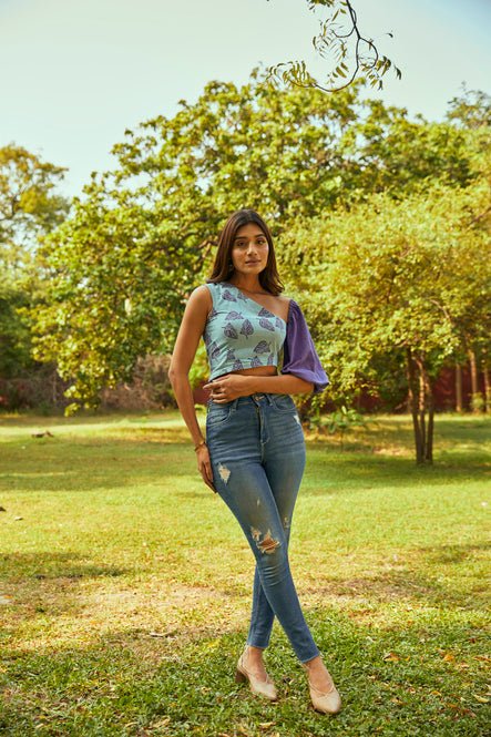 Cold Leafy Top in Kala Cotton