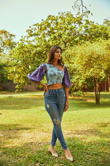 Cold Leafy Top in Kala Cotton