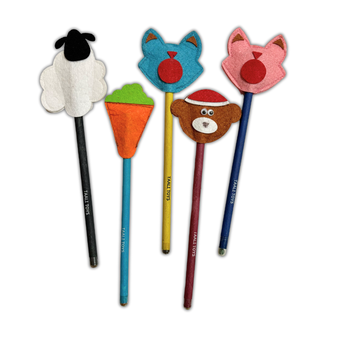 Taali Plantable Pencil with Characters Pencil End - Set of 5 Pencils