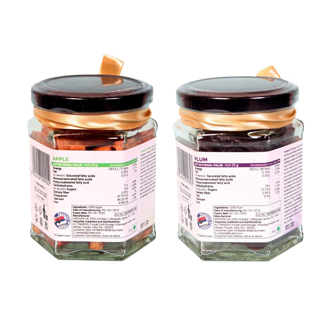 Frubert Dried Plum+Dried Apple Combo Pack ( Gluten Free, Vegan and No Preservative)