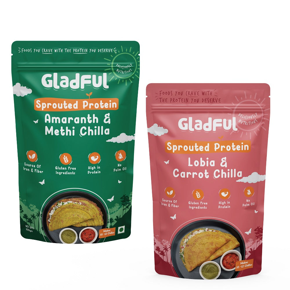 Gladful Sprouted chilla carrot and methi - amaranth instant mix combo (pack of 2) -  400 gms