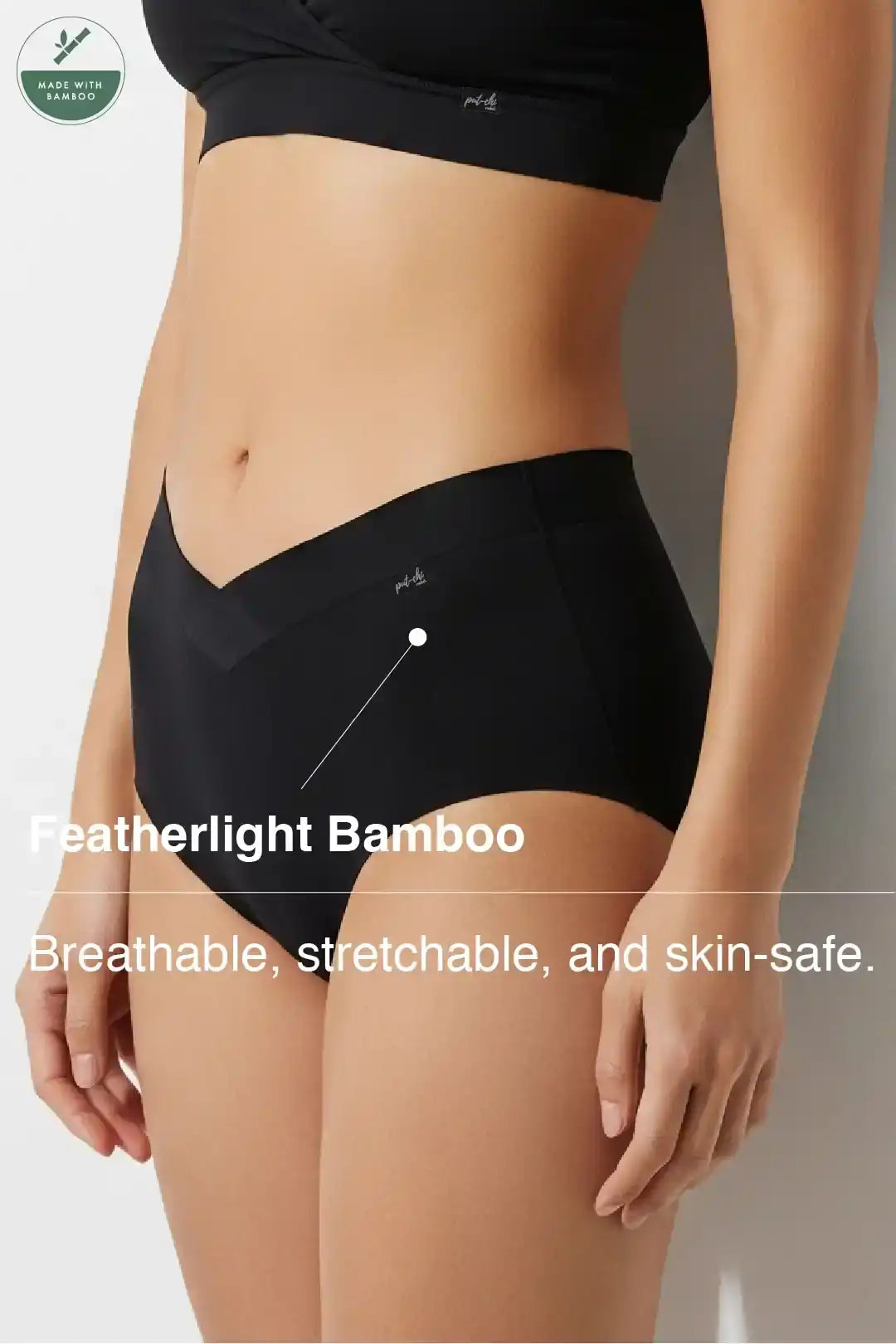 Comfort-Fit Bamboo Hipster Panty - Jet Black