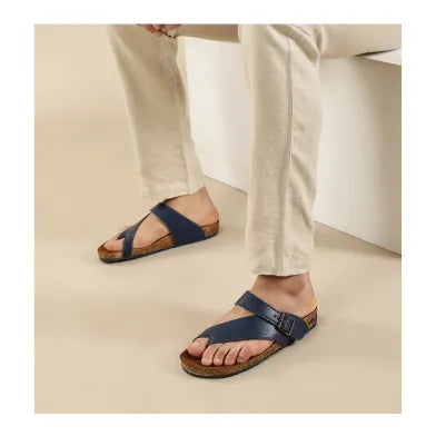 TUSK Navy Blue Cross-Strap Cork Footbed Sandals