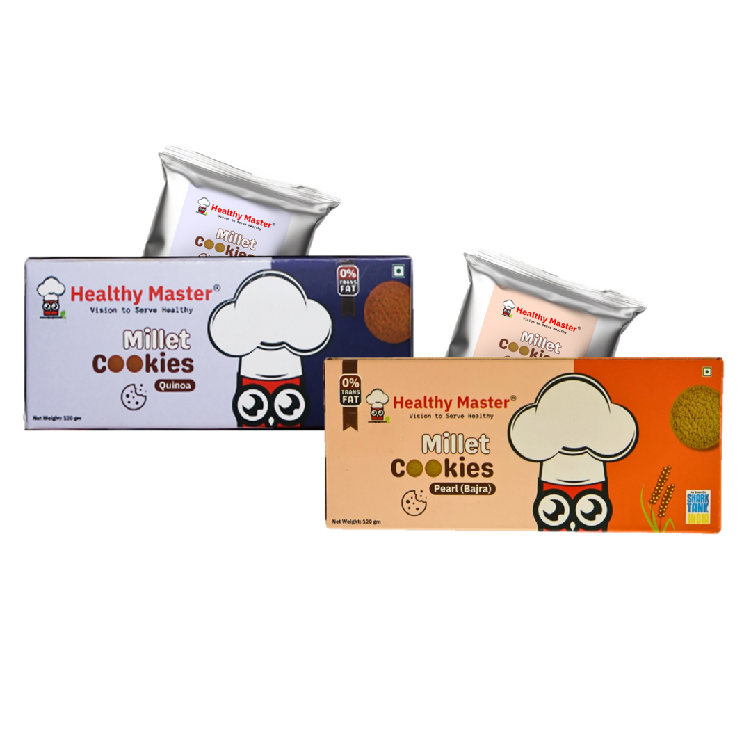 Healthy Master Millet Cookies Duo | Quinoa Millet & Pearl Millet Cookies | 120g Each | Healthy & Guilt-Free