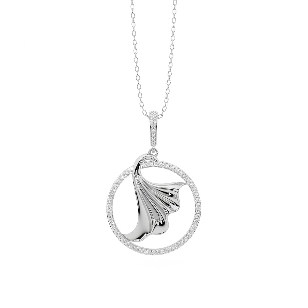 Diamond By Tilesh Artistic Leaf Circle Pendant – Diamond Halo Elegance