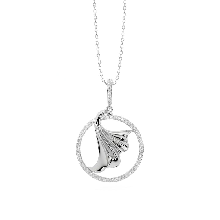 Diamond By Tilesh Artistic Leaf Circle Pendant – Diamond Halo Elegance