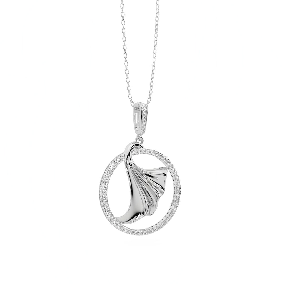Diamond By Tilesh Artistic Leaf Circle Pendant – Diamond Halo Elegance