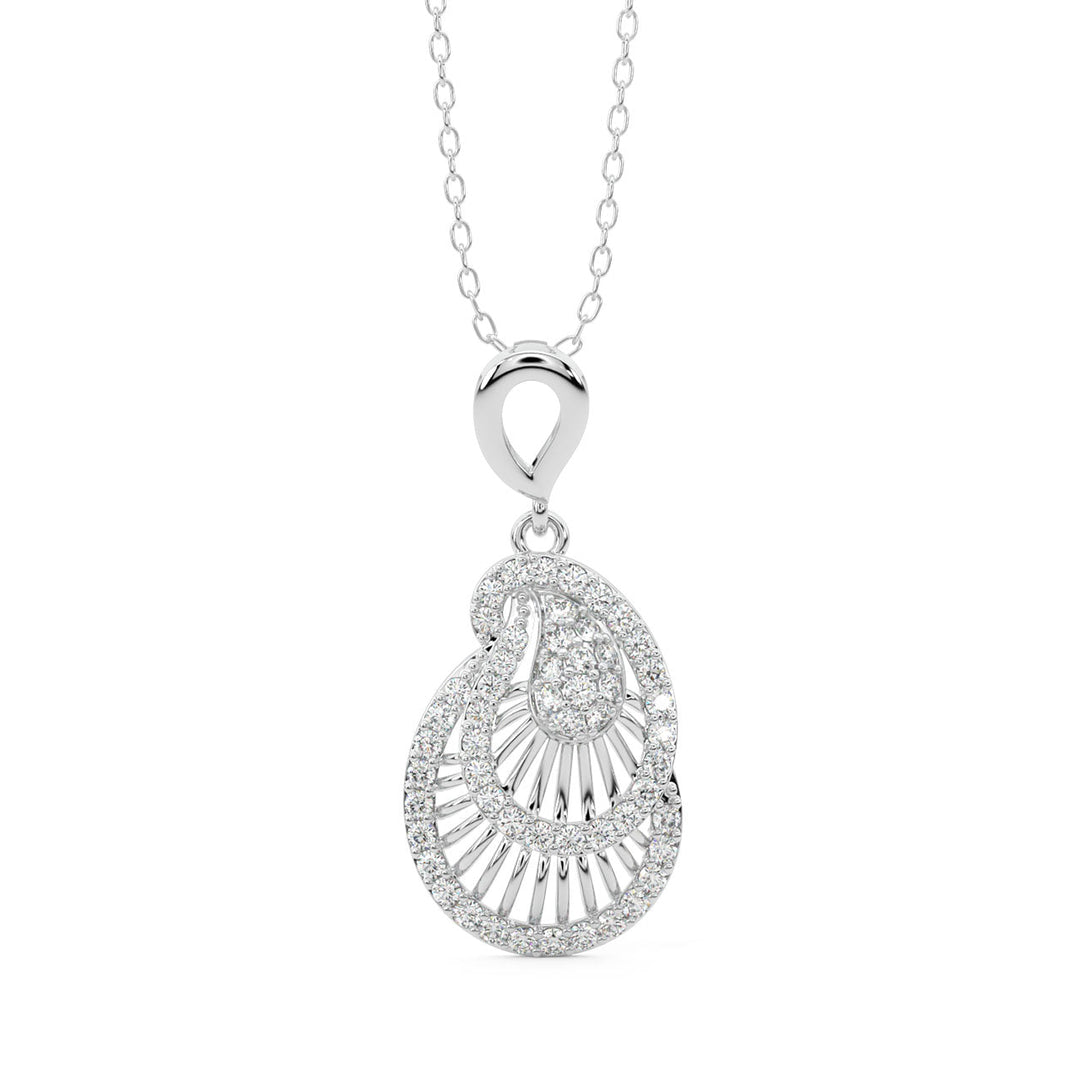 Diamond By Tilesh Diamond Paisley Pendant – Intricate Designer Swirl Motif