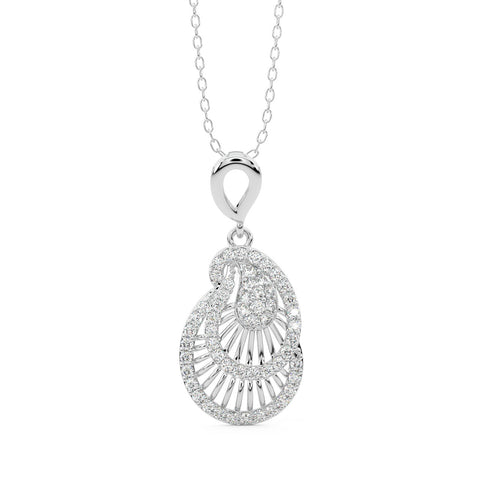 Diamond By Tilesh Diamond Paisley Pendant – Intricate Designer Swirl Motif