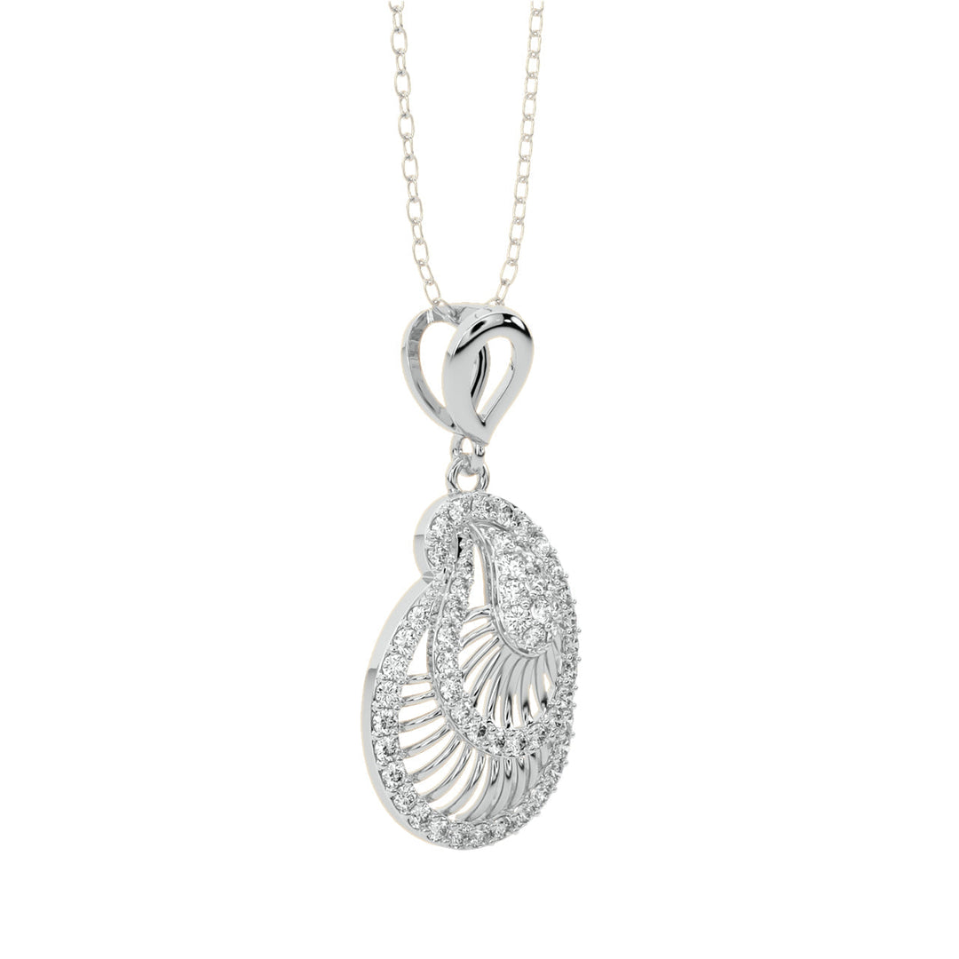 Diamond By Tilesh Diamond Paisley Pendant – Intricate Designer Swirl Motif