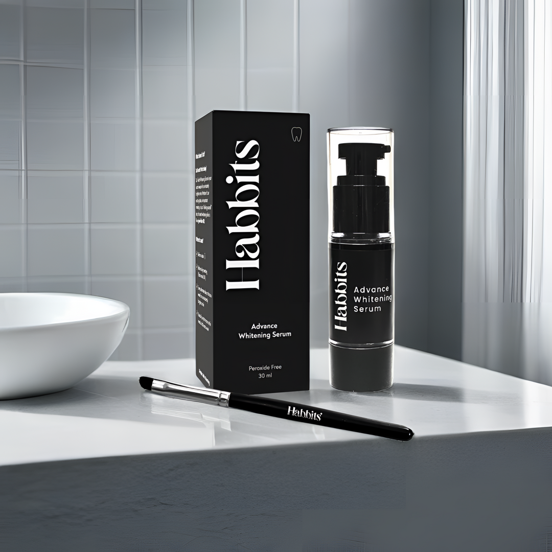 Habbits Instant Advance Teeth Whitening Serum | Natural Charcoal & Peppermint | Teeth Whitener for Sensitive Teeth | 30 ml