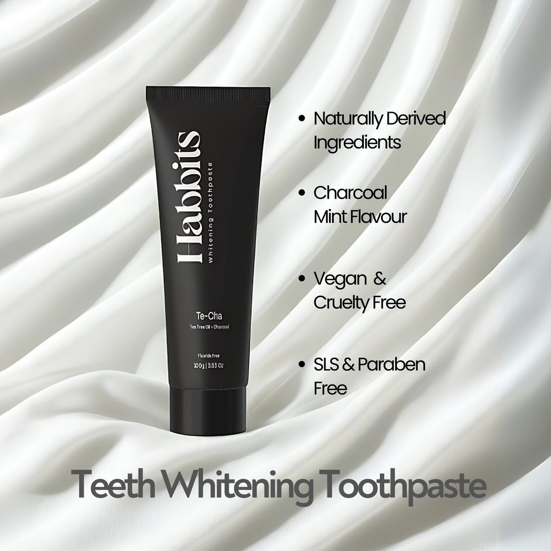 Habbits Charcoal Oral Care Bundle | Fluoride-Free Toothpaste (100g) + Mouthwash (250ml) | Natural Whitening | Vegan | SLS-Free | Tea Tree & Spearmint | Fights Plaque & Bad Breath