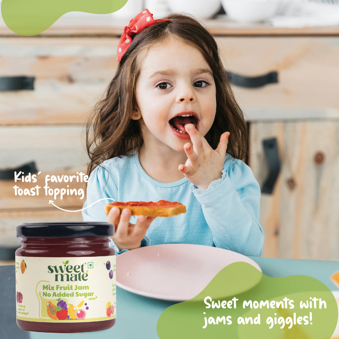 Sweetmate No Added Sugar Mix Fruit Jam (220g) | With Real Fruits | Diabetic and keto Friendly
