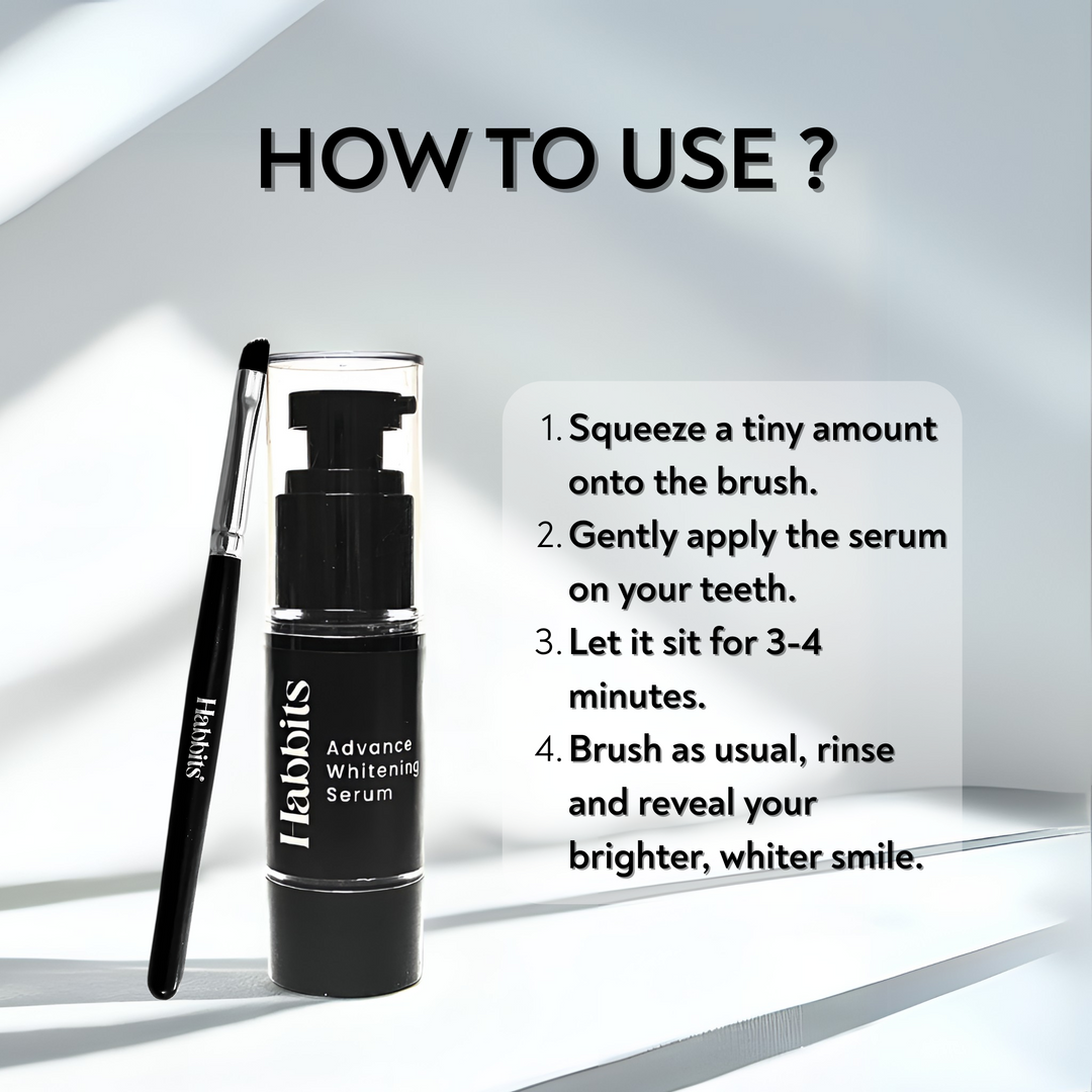Habbits Instant Advance Teeth Whitening Serum | Natural Charcoal & Peppermint | Teeth Whitener for Sensitive Teeth | 30 ml