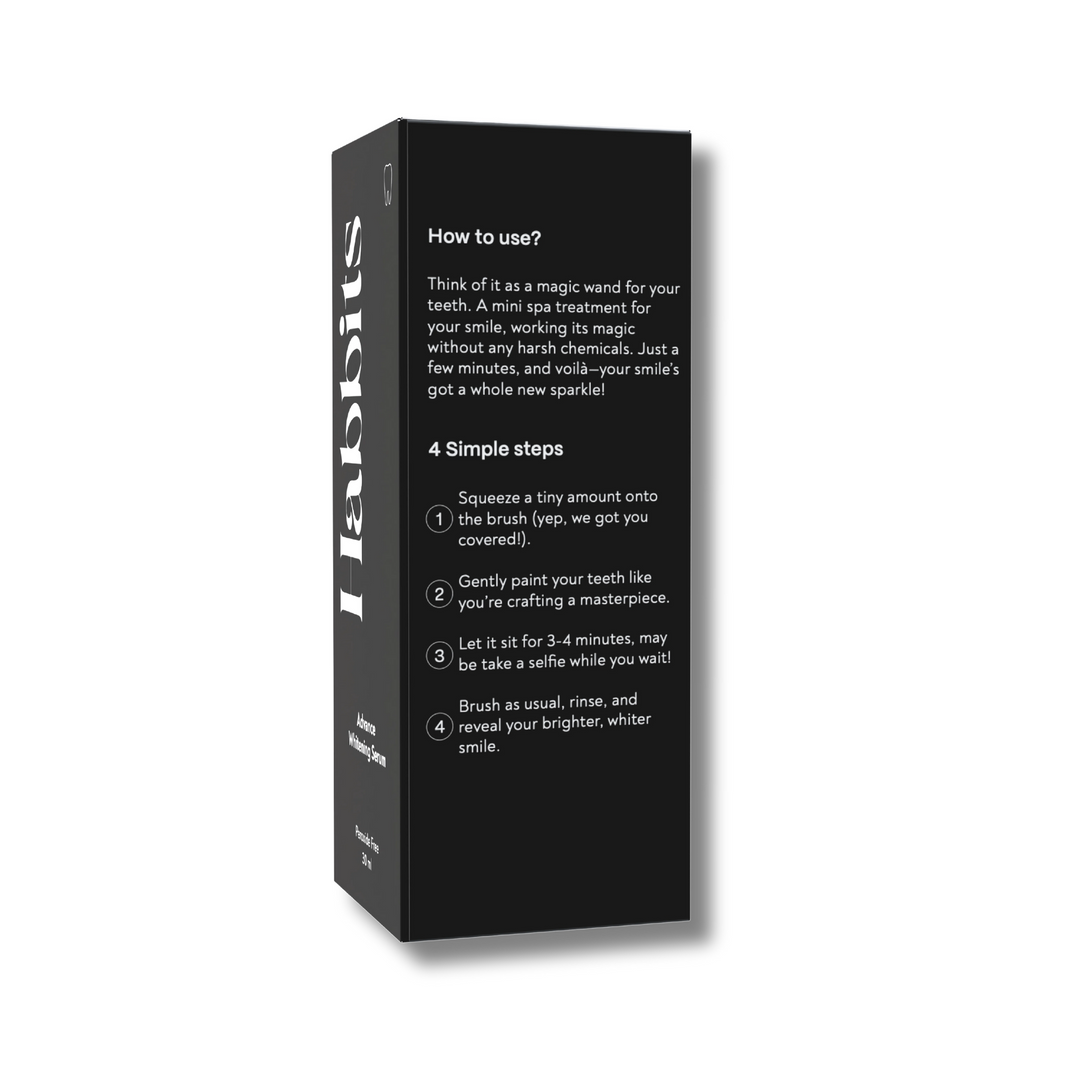 Habbits Instant Advance Teeth Whitening Serum | Natural Charcoal & Peppermint | Teeth Whitener for Sensitive Teeth | 30 ml