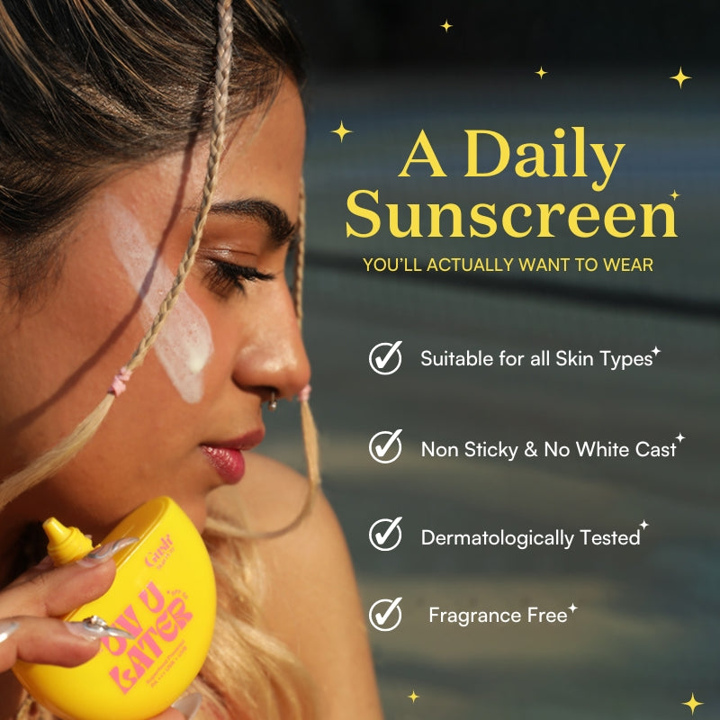 Gush Beauty UV U Later SPF 50 Sunscreen Serum PA +++UVA + UVB | 3 in 1 Serum, Moisturiser and Sunscreen 50 ml