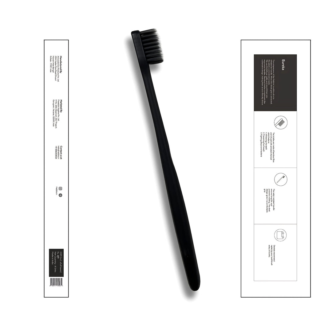 Habbits Natural Oral Care Bundle | 2 Charcoal Toothpaste (100g Each) + 4 Biodegradable Toothbrushes | Tea Tree + Activated Charcoal | Fights Plaque & Bad Breath | Natural, Vegan, Enamel-Safe Toothpaste |