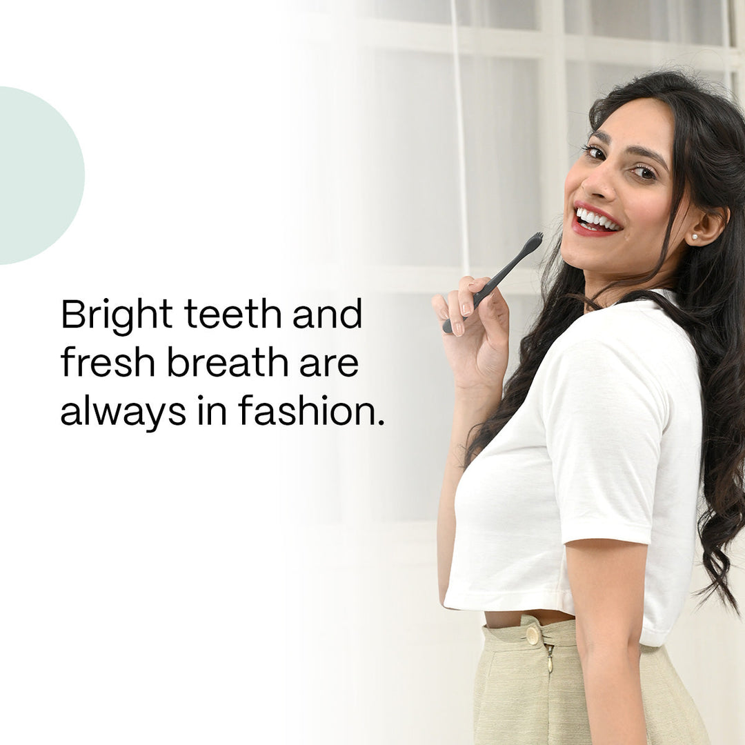 Habbits Natural Oral Care Bundle | 2 Charcoal Toothpaste (100g Each) + 4 Biodegradable Toothbrushes | Tea Tree + Activated Charcoal | Fights Plaque & Bad Breath | Natural, Vegan, Enamel-Safe Toothpaste |