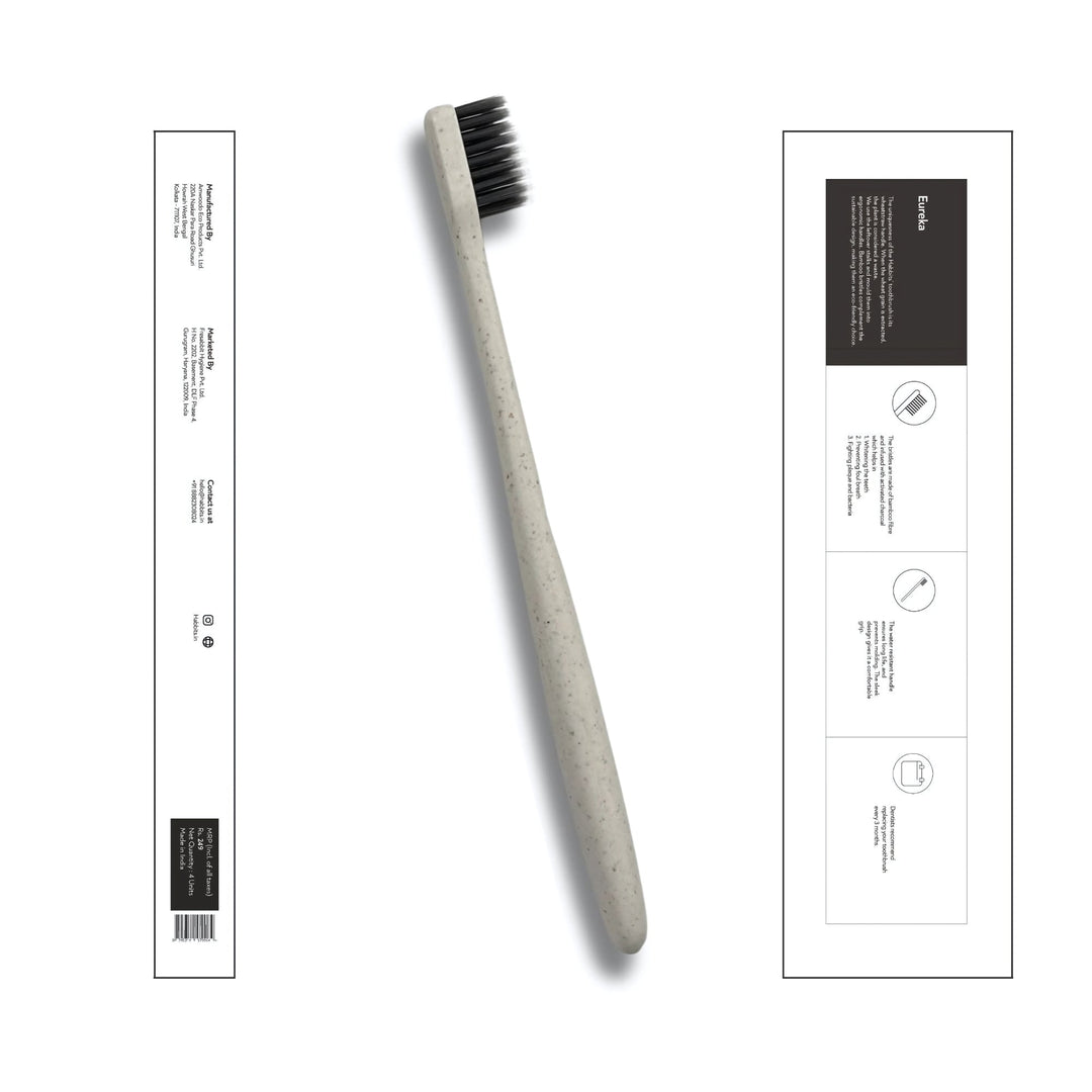 Habbits Natural Oral Care Bundle | 2 Charcoal Toothpaste (100g Each) + 4 Biodegradable Toothbrushes | Tea Tree + Activated Charcoal | Fights Plaque & Bad Breath | Natural, Vegan, Enamel-Safe Toothpaste |